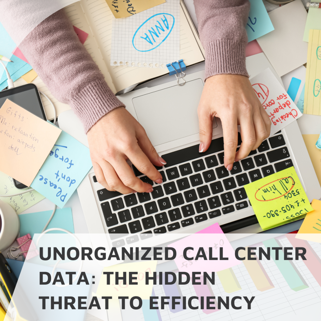 frustrated call center agent dealing with unorganized data